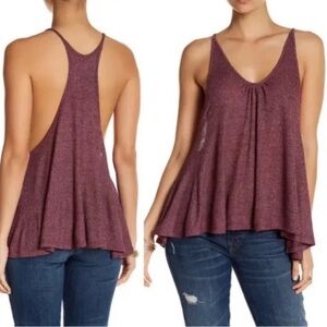 Free People Sz M Tank Top Wear Me Now Burgundy Boho Summer Western New